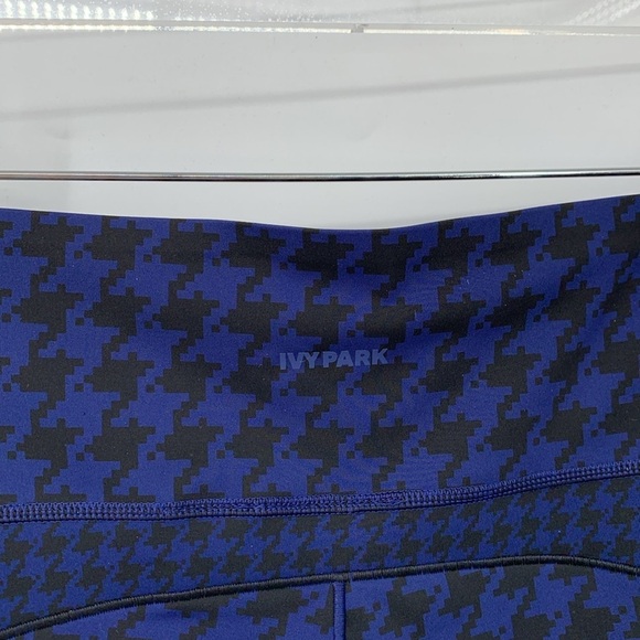 Adidas x Ivy Park colorblock compression leggings blue black mesh houndstooth L - Picture 5 of 7